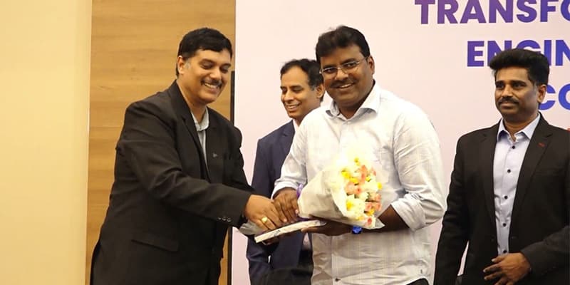 Our CSO & Co-founder, Sricharan Tadepalli felicitating Malineni Perumalu, Founder & Chairman of Malineni Lakshmaiah Women's Engineering College on the sidelines of our successful event "Transforming Engineering Colleges"