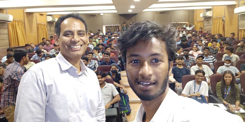 Our CEO Karun Tadepalli interacting with students of Coding Club at Parul University