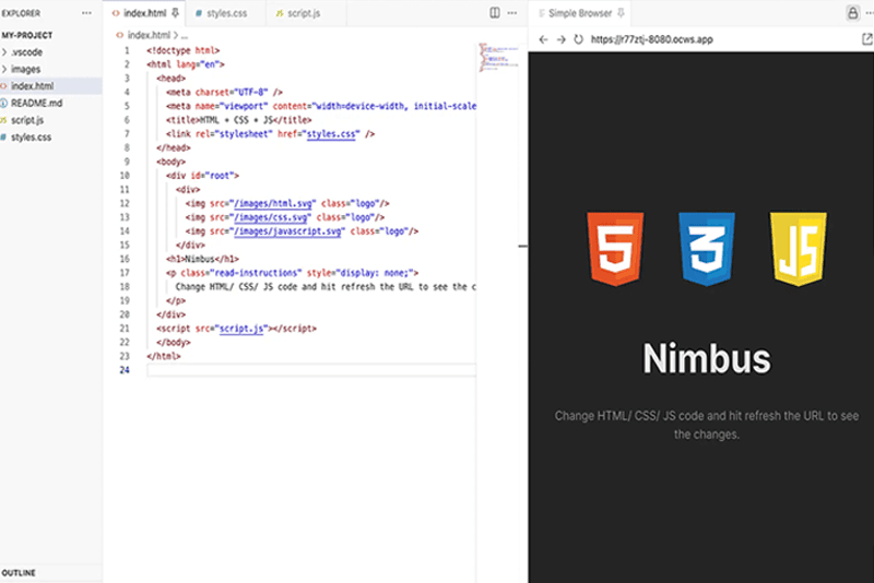 A Nimbus workspace running with no local software installed