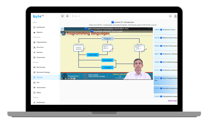 The byteXL learning platform shown on a laptop